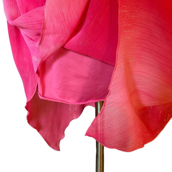 H&M | Women's Pink Shimmer Threads Asymmetrical A-Line Dress Size 6 - Picture 11 of 14